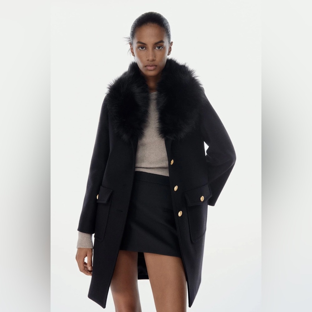 Zara Faux Fur Collar Coat